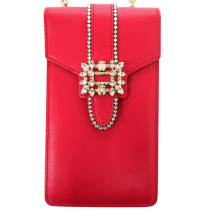 Roger Vivier ロジェ ヴィヴィエ ビジュー レザー レッド フォンポシェット ショルダーバッグ フォンポシェット 赤 0353【中古】Roger Vivier