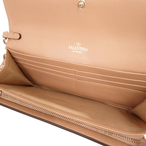 美品 ヴァレンティノ ガラヴァーニ ロックスタッズ QW1P0225BOL レザー ベージュ 長財布 0355【中古】Valentino Garavani