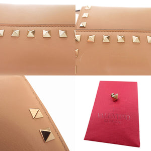 美品 ヴァレンティノ ガラヴァーニ ロックスタッズ QW1P0225BOL レザー ベージュ 長財布 0355【中古】Valentino Garavani