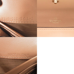 美品 ヴァレンティノ ガラヴァーニ ロックスタッズ QW1P0225BOL レザー ベージュ 長財布 0355【中古】Valentino Garavani