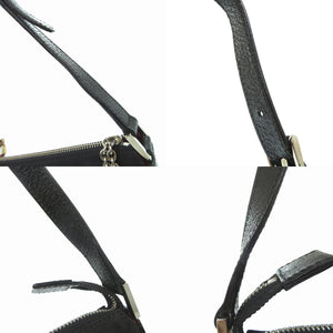 美品 ブルガリ ロゴマニア キャンバス レザー ブラック ショルダーバッグ ワンショルダーバッグ 黒 0358【中古】BVLGARI