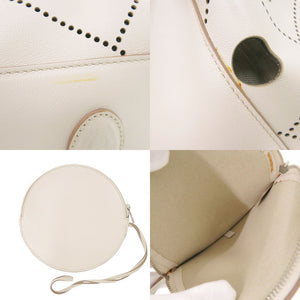美品 トッズ カットワーク バケットバッグ レザー ホワイト ハンドバッグ 白 0360【中古】TOD’S
