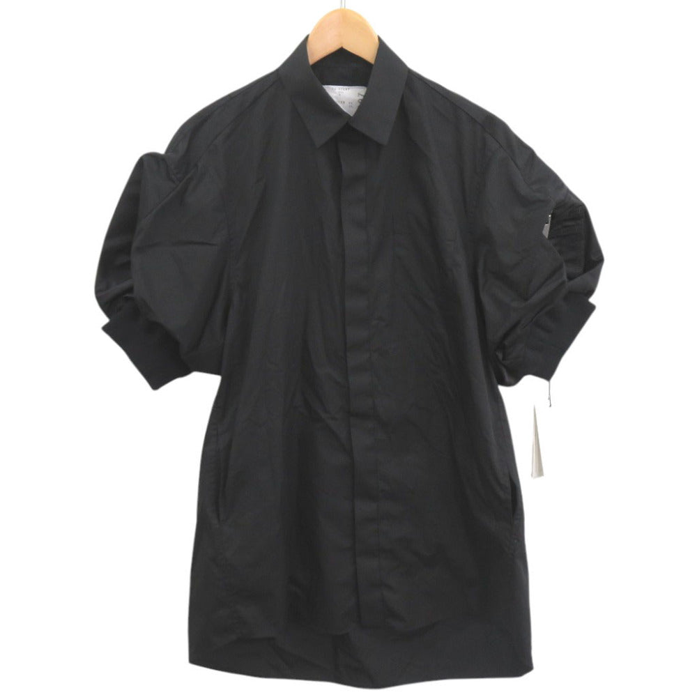 新品同様 サカイ Cotton Poplin × Nylon Twill Dress 24-07097 サイズ2 ブラック ドッキングシャツ 黒 0364【中古】Sacai