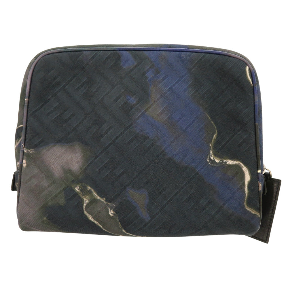 美品 フェンディ ズッカ柄 スクラッチ FFロゴ 7N0116 セカンドバッグ ファブリック カーフ ブラック 0371【中古】FENDI メンズ
