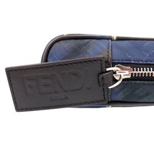 美品 フェンディ ズッカ柄 スクラッチ FFロゴ 7N0116 セカンドバッグ ファブリック カーフ ブラック 0371【中古】FENDI メンズ