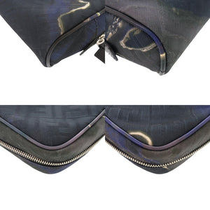 美品 フェンディ ズッカ柄 スクラッチ FFロゴ 7N0116 セカンドバッグ ファブリック カーフ ブラック 0371【中古】FENDI メンズ