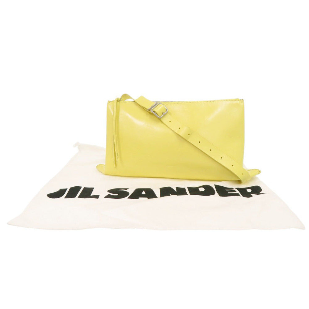 美品 ジルサンダー レザー イエロー ショルダーバッグ 黄 0373【中古】JIL SANDER