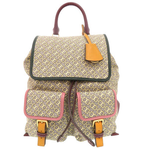 新品同様 トリーバーチ ペリー ジャガード フラップ キャンバス レザー マルチカラー リュック デイパック 0378【中古】Tory Burch
