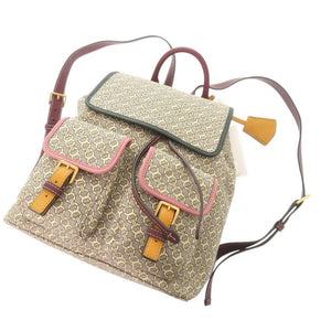 新品同様 トリーバーチ ペリー ジャガード フラップ キャンバス レザー マルチカラー リュック デイパック 0378【中古】Tory Burch