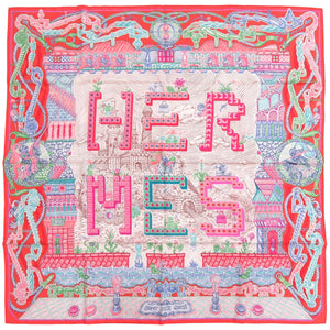 美品 エルメス カレ90 Super Silk Quest スーパー シルク クエスト シルク レッド スカーフ 赤 0379【中古】HERMES