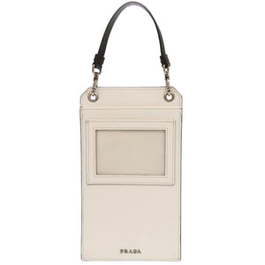 プラダ スマホショルダー スマートフォンケース 2ZH068 2B21 F0A13 サフィアーノパッチ ブラック 黒 ショルダーバッグ 1443【中古】PRADA