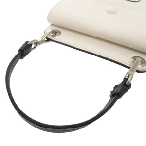 プラダ スマホショルダー スマートフォンケース 2ZH068 2B21 F0A13 サフィアーノパッチ ブラック 黒 ショルダーバッグ 1443【中古】PRADA