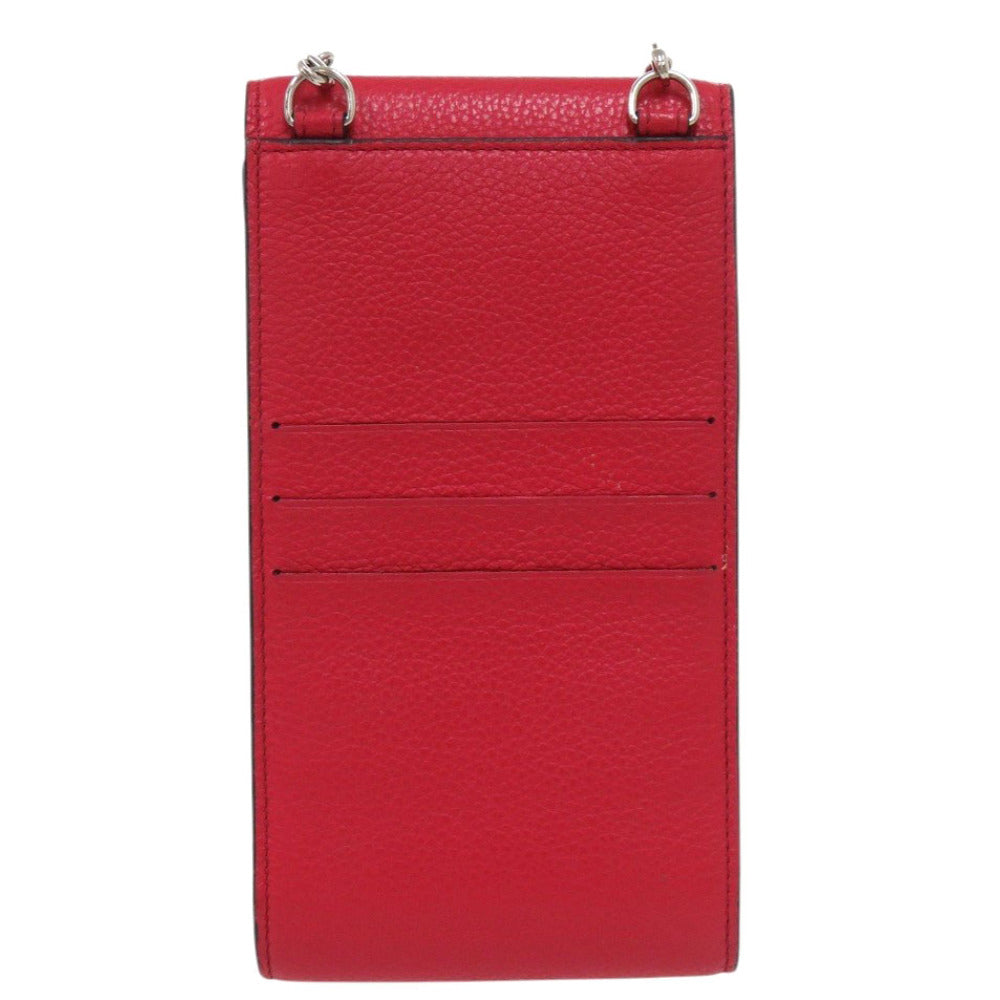 美品 ジミーチュウ スマホショルダー フォンケース レザー レッド ショルダーバッグ 赤 0385【中古】JIMMY CHOO