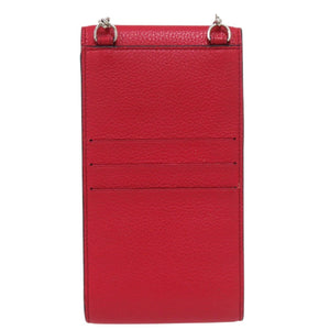 美品 ジミーチュウ スマホショルダー フォンケース レザー レッド ショルダーバッグ 赤 0385【中古】JIMMY CHOO