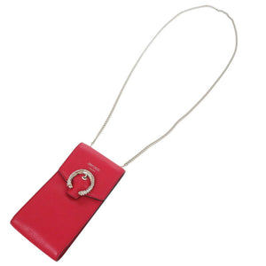 美品 ジミーチュウ スマホショルダー フォンケース レザー レッド ショルダーバッグ 赤 0385【中古】JIMMY CHOO