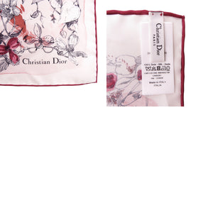 美品 クリスチャンディオール フラワープリント 31JAM070I620 シルク ホワイト レッド スカーフ 白 赤 0401【中古】Christian Dior