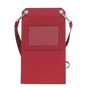 美品 プラダ スマホショルダー フォンケース トライアングルロゴ 2ZH068 サフィアーノレザー レッド ショルダーバッグ 赤 0416【中古】PRADA