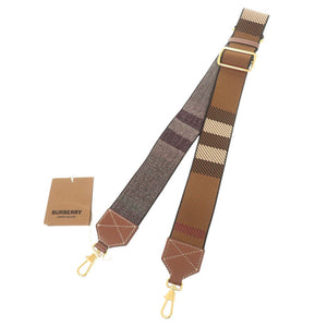 未使用 バーバリー キャンバス レザー ブラウン ショルダーストラップ 茶 0417【中古】BURBERRY
