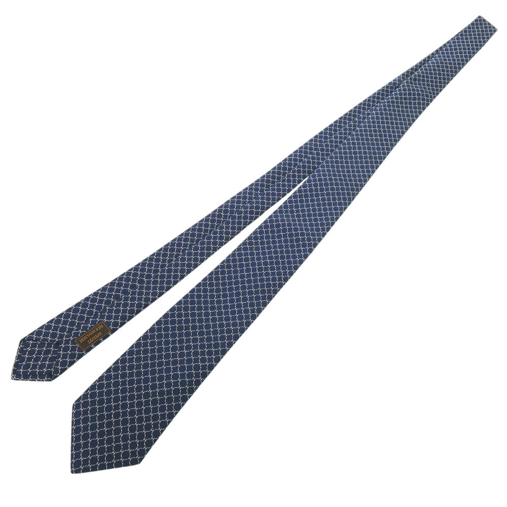 未使用品 エルメス Hロゴ Hシュヴァル パンク 339319T シルク マリン ネイビー ネクタイ 紺 0430【中古】HERMES メンズ