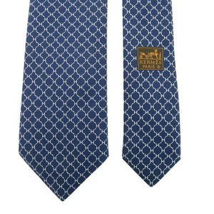未使用品 エルメス Hロゴ Hシュヴァル パンク 339319T シルク マリン ネイビー ネクタイ 紺 0430【中古】HERMES メンズ
