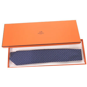 未使用品 エルメス Hロゴ Hシュヴァル パンク 339319T シルク マリン ネイビー ネクタイ 紺 0430【中古】HERMES メンズ