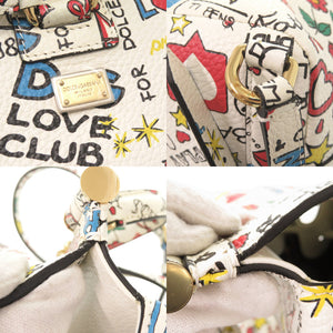 美品 ドルチェアンドガッバーナ シシリー レザー ホワイト マルチカラー リュック デイパック 白 0432【中古】DOLCE&GABBANA