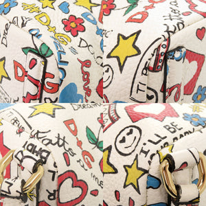 美品 ドルチェアンドガッバーナ シシリー レザー ホワイト マルチカラー リュック デイパック 白 0432【中古】DOLCE&GABBANA