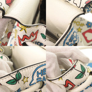 美品 ドルチェアンドガッバーナ シシリー レザー ホワイト マルチカラー リュック デイパック 白 0432【中古】DOLCE&GABBANA