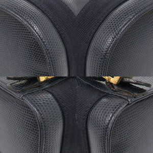 サルヴァトーレフェラガモ ヴァラ BZ215676 型押しレザー ネイビー リュック デイパック 0441【中古】Salvatore Ferragamo
