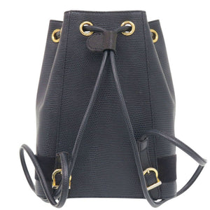 サルヴァトーレフェラガモ ヴァラ BZ215676 型押しレザー ネイビー リュック デイパック 0441【中古】Salvatore Ferragamo