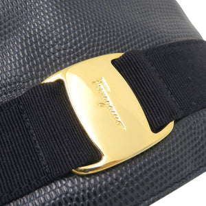 サルヴァトーレフェラガモ ヴァラ BZ215676 型押しレザー ネイビー リュック デイパック 0441【中古】Salvatore Ferragamo
