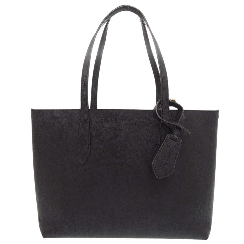 美品 バーバリー ノバチェック レザー ブラック トートバッグ 黒 0442【中古】BURBERRY