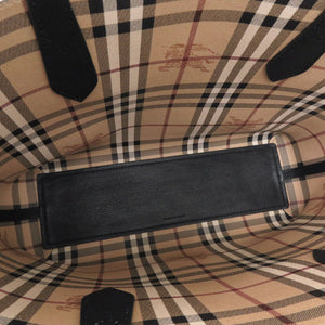 美品 バーバリー ノバチェック レザー ブラック トートバッグ 黒 0442【中古】BURBERRY