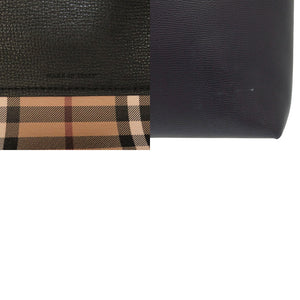 美品 バーバリー ノバチェック レザー ブラック トートバッグ 黒 0442【中古】BURBERRY