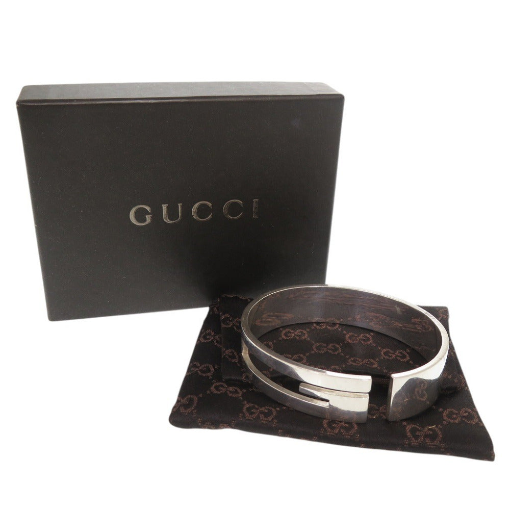 グッチ カットアウト Gロゴ シルバー925 バングル ブレスレット シルバー 0448【中古】GUCCI