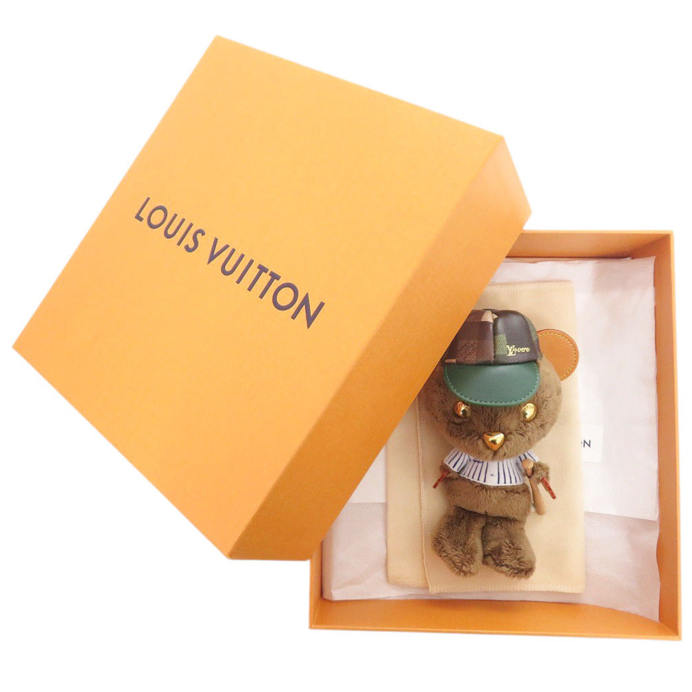 新品同様 ルイ ヴィトン ルイベア ベースボール M03177 フェイクファー ブラウン キーホルダー バッグチャーム 茶 LV 0469【中古】LOUIS VUITTON