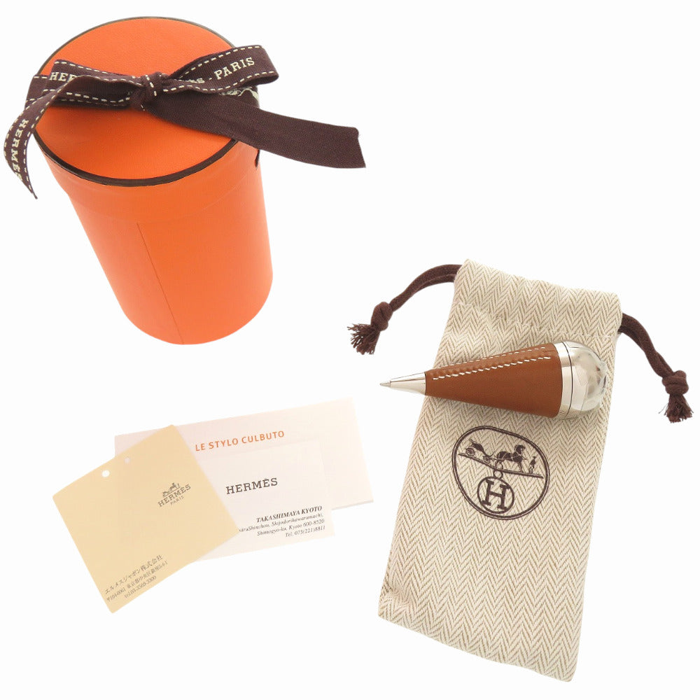 新品同様 エルメス キュルブト カルブト セリエ カーフ メタル カーフ ブラウン ボールペン 茶 0477【中古】HERMES メンズ