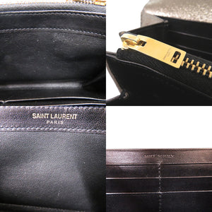 美品 サンローランパリ ロゴ メタリック GBL372266 0716 長財布 レザー ゴールド 0493【中古】SAINT LAURENT PARIS