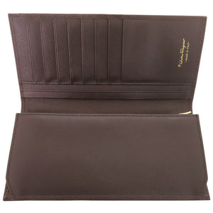 美品 サルヴァトーレフェラガモ ガンチーニ IY211410 ジャガード ブラウン 長財布 0495【中古】Salvatore Ferragamo