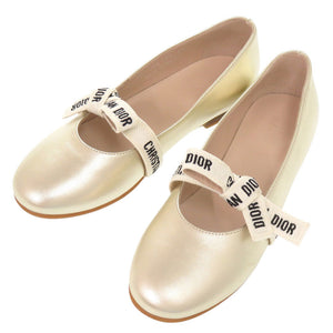 未使用 ディオール MISS B ミスビー サイズ32 レザー ゴールド バレエフラットシューズ 0497【中古】Dior キッズ