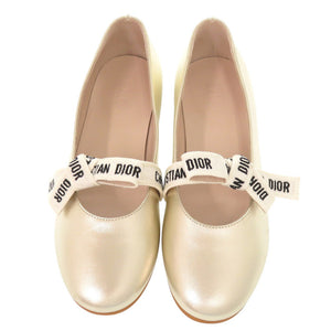 未使用 ディオール MISS B ミスビー サイズ32 レザー ゴールド バレエフラットシューズ 0497【中古】Dior キッズ