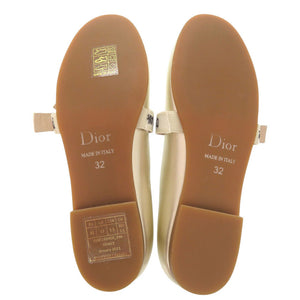 未使用 ディオール MISS B ミスビー サイズ32 レザー ゴールド バレエフラットシューズ 0497【中古】Dior キッズ