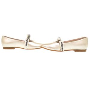 未使用 ディオール MISS B ミスビー サイズ32 レザー ゴールド バレエフラットシューズ 0497【中古】Dior キッズ
