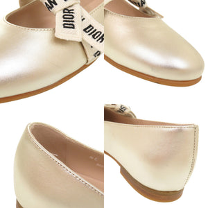 未使用 ディオール MISS B ミスビー サイズ32 レザー ゴールド バレエフラットシューズ 0497【中古】Dior キッズ