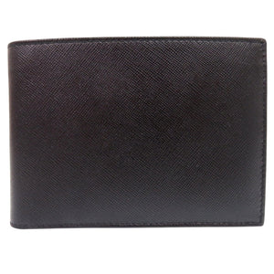 新品同様 プラダ サフィアーノ M738 サフィアーノレザー ブラック 二つ折り財布 黒 0505【中古】PRADA メンズ