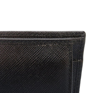 新品同様 プラダ サフィアーノ M738 サフィアーノレザー ブラック 二つ折り財布 黒 0505【中古】PRADA メンズ