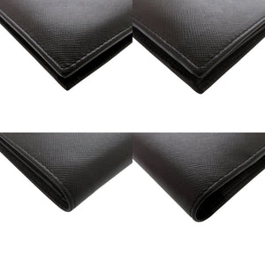 新品同様 プラダ サフィアーノ M738 サフィアーノレザー ブラック 二つ折り財布 黒 0505【中古】PRADA メンズ