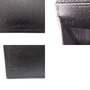 新品同様 プラダ サフィアーノ M738 サフィアーノレザー ブラック 二つ折り財布 黒 0505【中古】PRADA メンズ