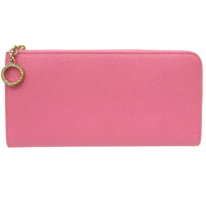 新品同様 ブルガリ L字ファスナー レザー ピンク 長財布 0506【中古】BVLGARI