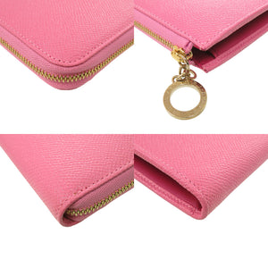 新品同様 ブルガリ L字ファスナー レザー ピンク 長財布 0506【中古】BVLGARI